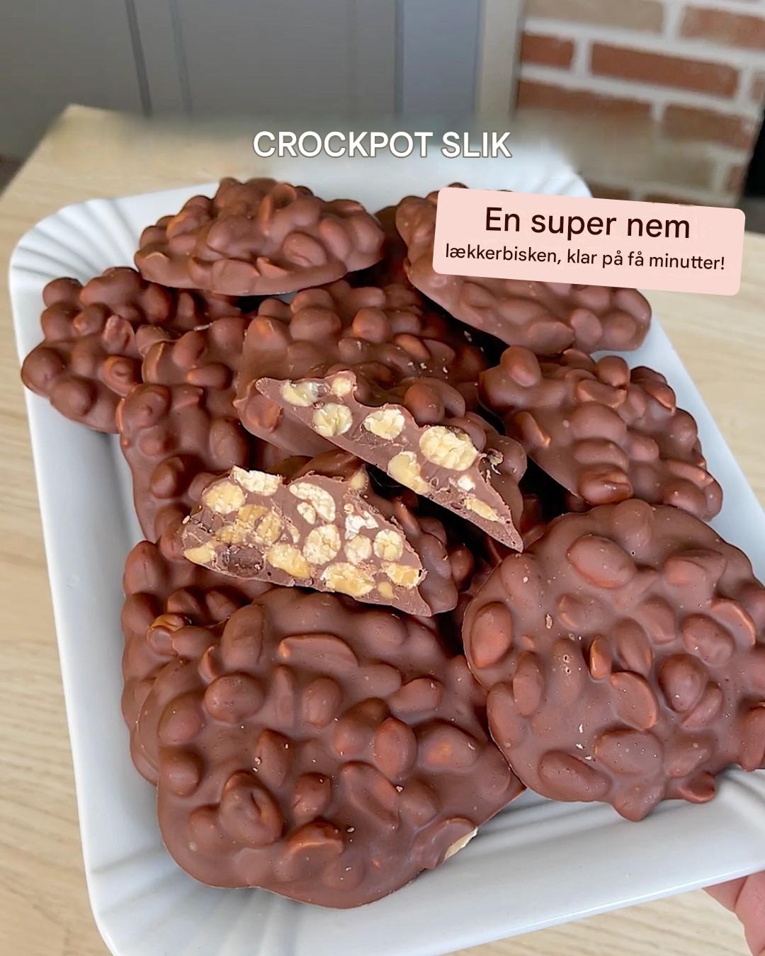 Sukkerfri og glutenfri chokolade-jordnøddeklynger i Crockpot-stil