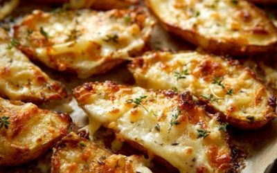Ovnbagte kartoffelbåde med ost