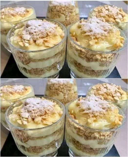 Når jeg er doven, laver jeg altid denne dessert. “Napoleon i et glas”: du skal bare slikke fingrene. Spis den på 2 minutter.