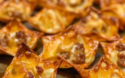 Mini Wontons med ovnbagt pølse og ost