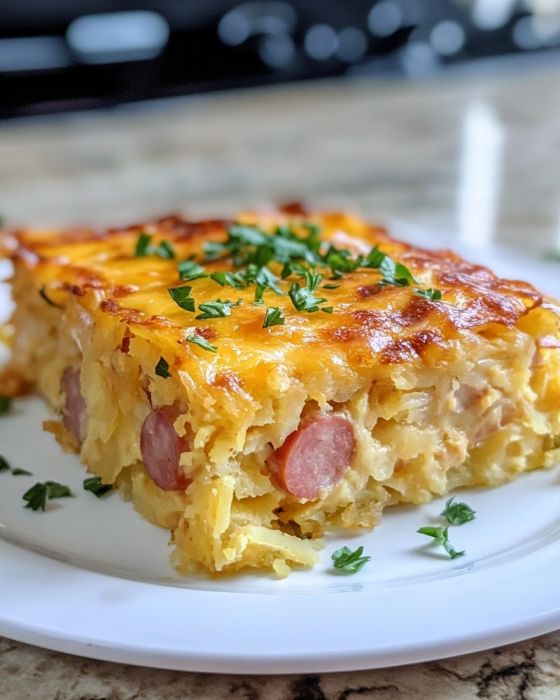 Kielbasa Hashbrown Gryderet med Ost