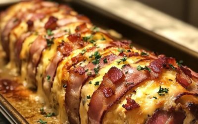 Baconindpakket kylling Cordon Bleu-farsbrød