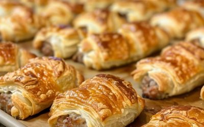 Bagt pølse med flødeost og halvmåner