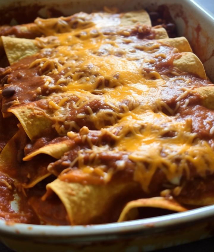 Opskrift på ostede oksekøds-enchiladas i en gryderet