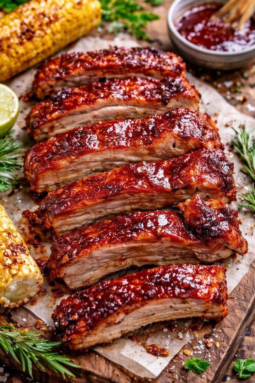 Ribben en papillote med honning- og sennepssauce