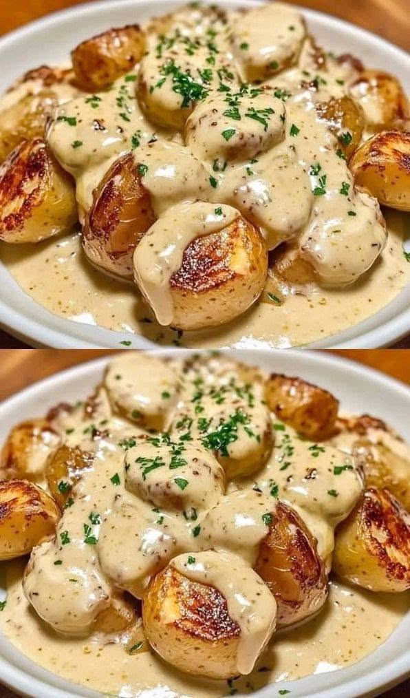 Kartofler i hvidløgsflødesauce, klar på få minutter!
