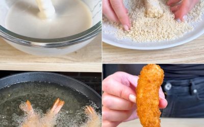 Sprøde Panko-stegte rejer