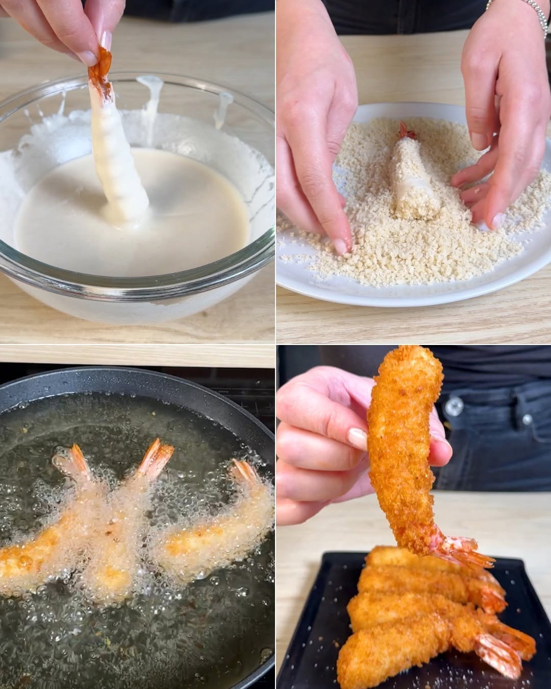 Sprøde Panko-stegte rejer